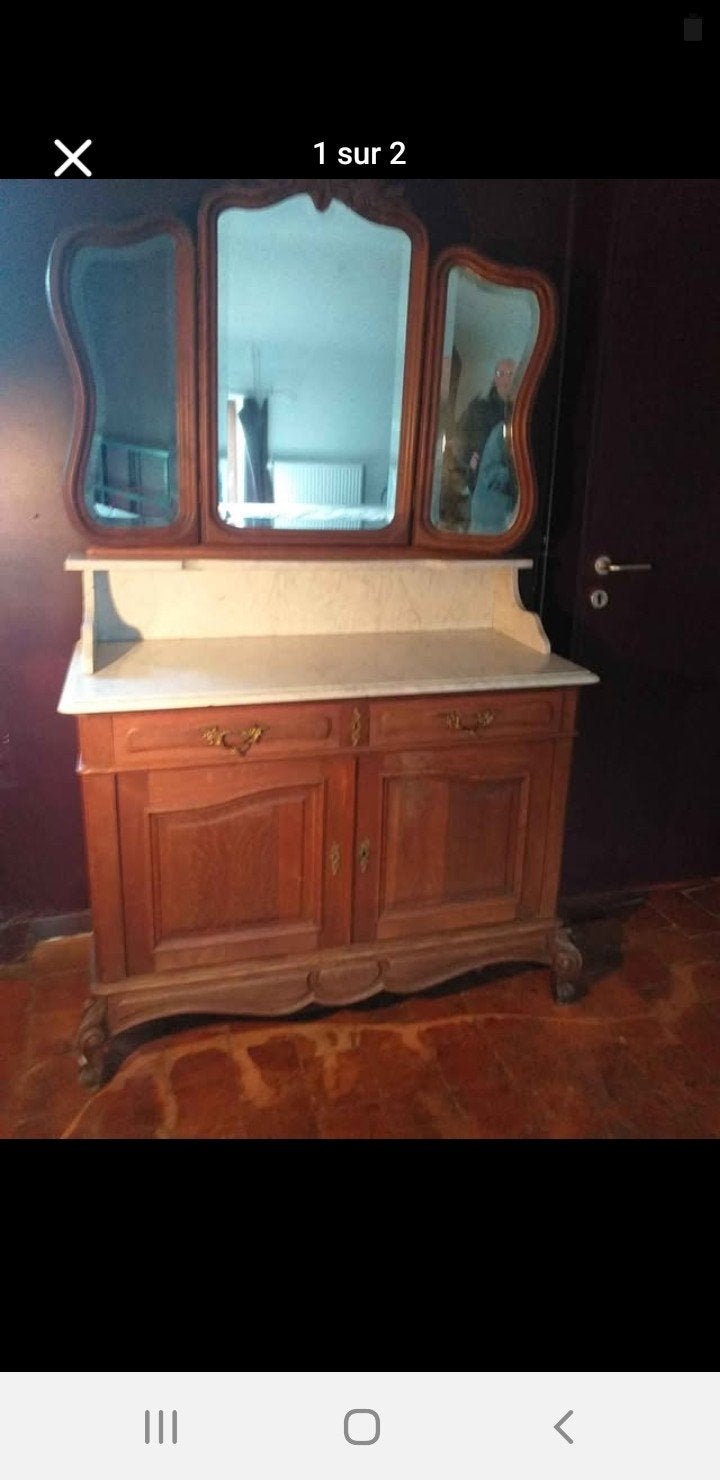 Coiffeuse en bois et marbre blanc, Maison & Meubles, Tables | Coiffeuses, Enlèvement, Bois