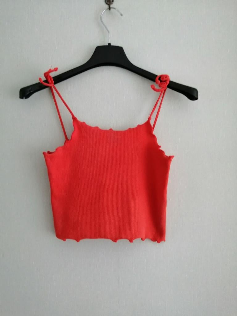 joli crop top orange taille XS, Sans manches, Taille 34 (XS) ou plus petite, Porté, Orange