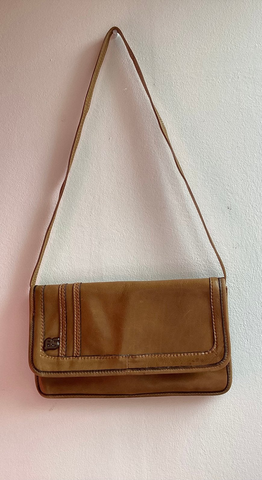 Vintage schoudertas BS, Ophalen of Verzenden, Gebruikt, Bruin, Schoudertasje