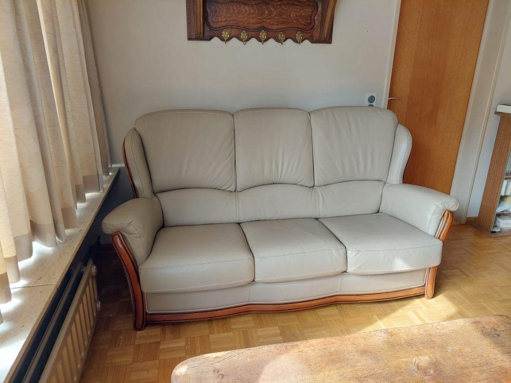 Echt lederen salonset –3-zit+2 fauteuils – topstaat - Licht, Ophalen, Gebruikt, Klassiek Italiaans, 150 tot 200 cm