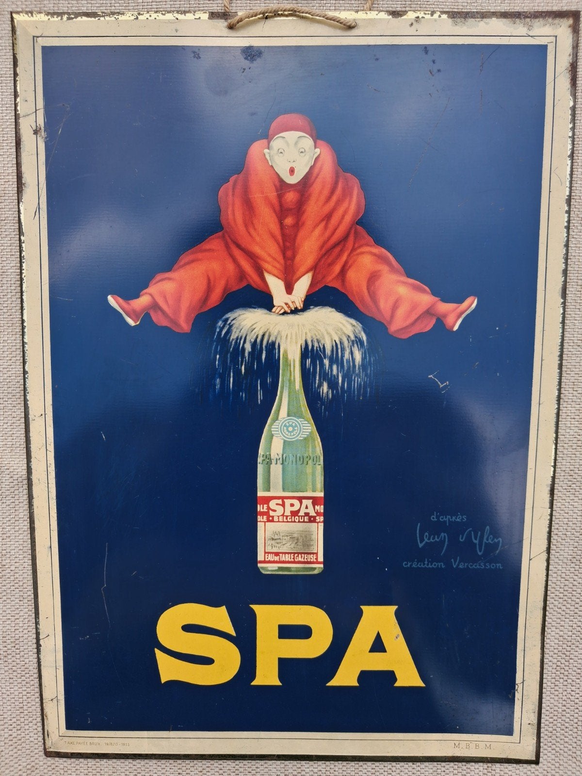 Panneau d'affichage en étain SPA 1955, Enlèvement ou Envoi, Panneau publicitaire