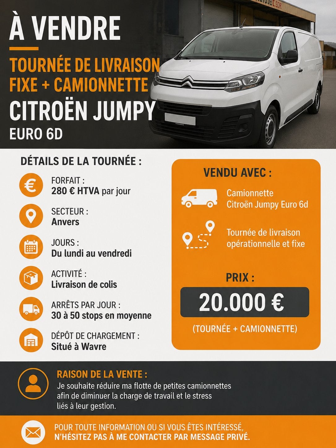 Tournée de livraison transport + camionnette