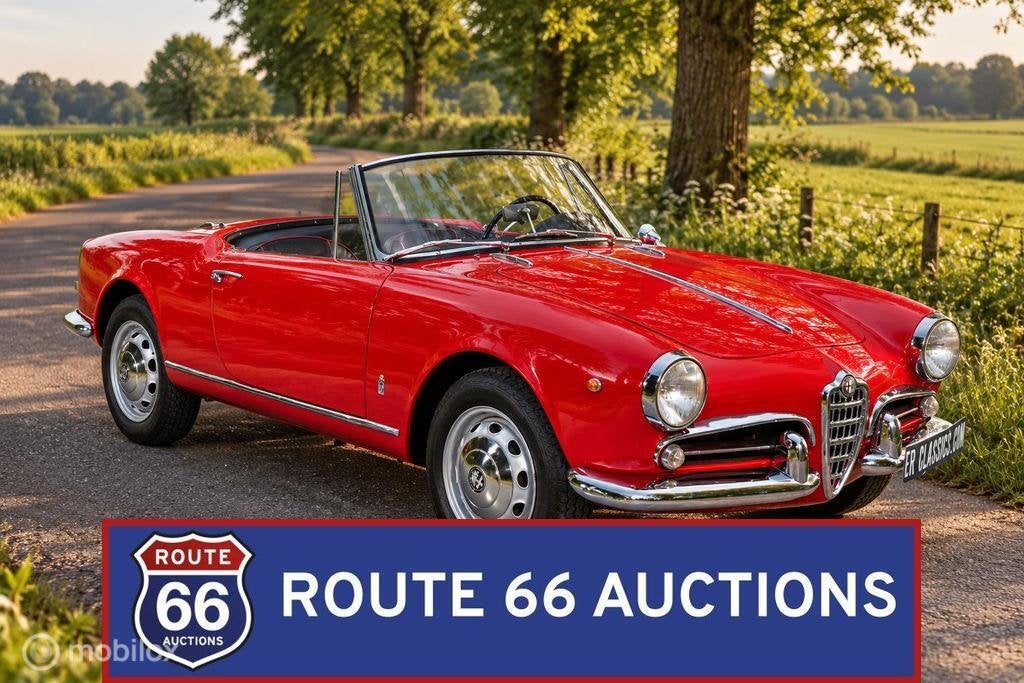 Alfa Romeo Giulietta Spider | 1961 | Route 66 Auctions, Zwart, Bedrijf, Handgeschakeld, Overige carrosserie