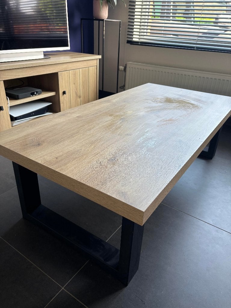 Salontafel, Huis en Inrichting, Ophalen, Naturel hout, Gebruikt, 100 tot 150 cm