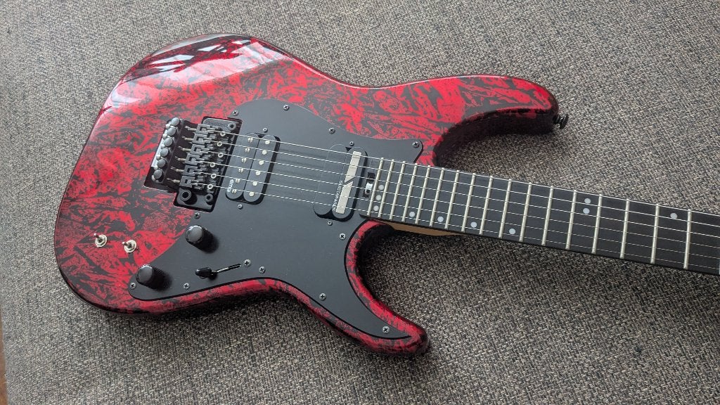 Broyeur Schecter Sun Valley Red Reign Sustainiac EMG, Musique & Instruments, Enlèvement ou Envoi, Comme neuf, Solid body, Autres marques