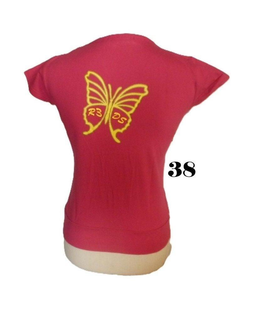 (159) - tee shirt femme t.38 rouge jaune - reds -, Kleding | Dames, T-shirts, Maat 38/40 (M), Ophalen of Verzenden, Zo goed als nieuw
