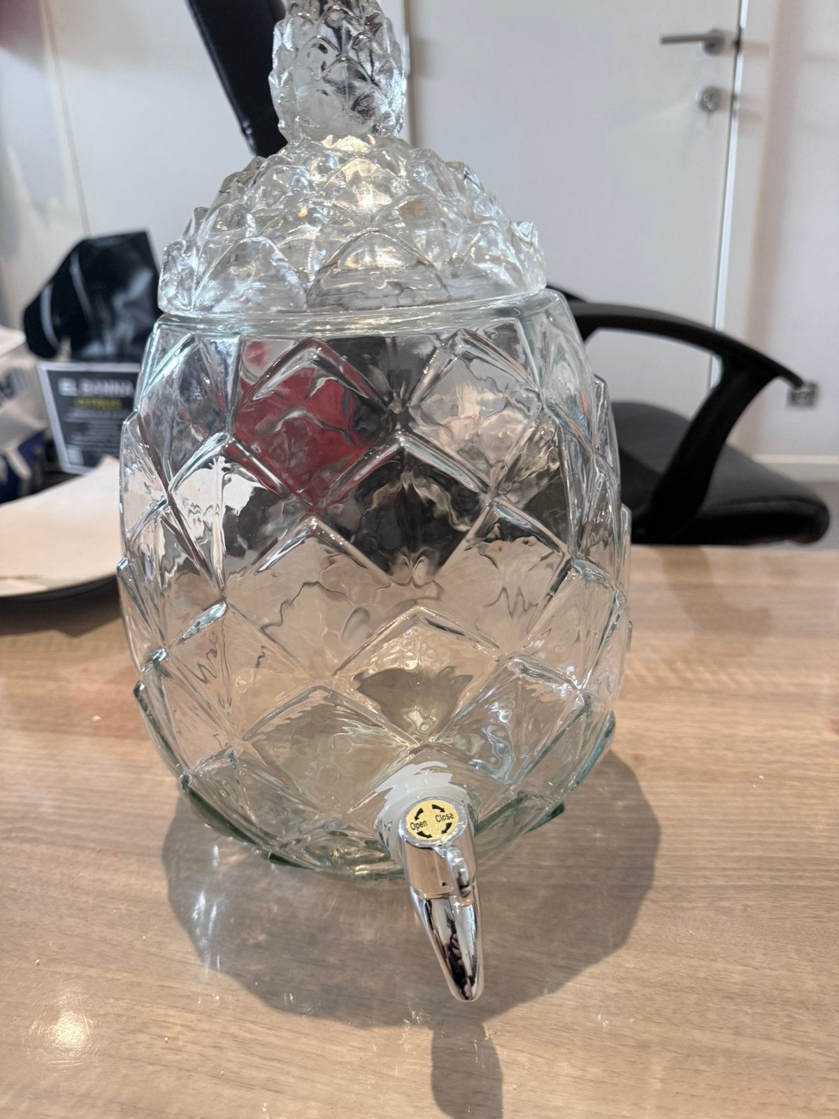 glazen drankdispenser  SAPKAN ANANAS - 6 LITER, Huis en Inrichting, Woonaccessoires | Stolpen, Ophalen, Zo goed als nieuw