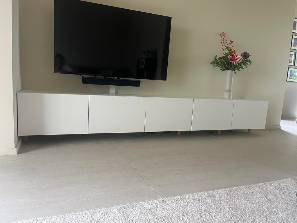 Besta TV meubel met 5 kastjes wit, Ophalen, Gebruikt, 200 cm of meer, Minder dan 100 cm