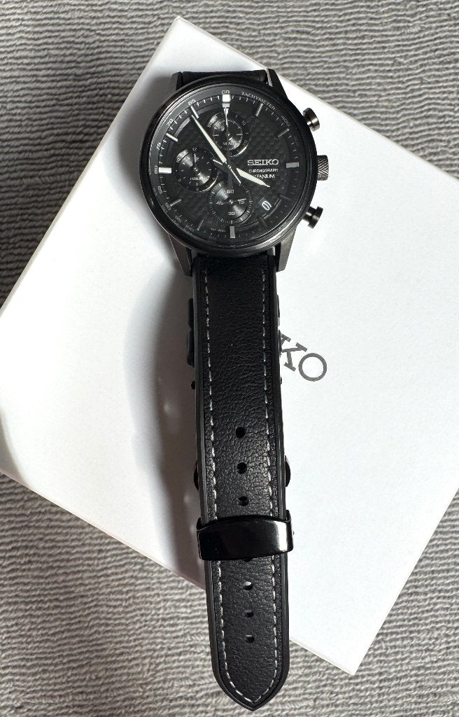 Seiko TITANIUM Chronograaf horloge, Ophalen, Leer, Polshorloge, Nieuw