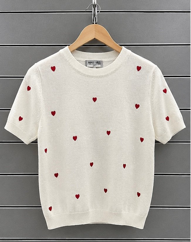 White Heart Embroidered Knit Sweater, Kleding | Dames, Overige typen, Verzenden, Wit, Nieuw