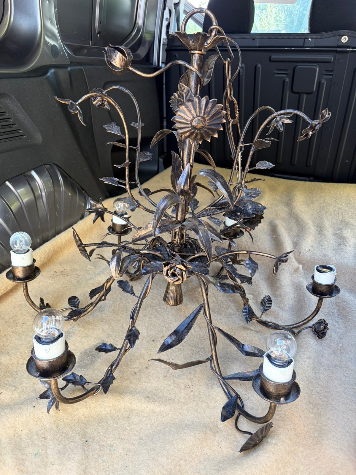 Lustre en couleur bronze diamètre 130 cm, Enlèvement, Utilisé