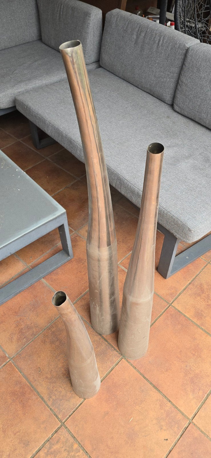 Decoratie vazen vintage 3x aluminium, Ophalen