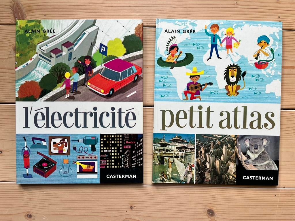 2 kinderboeken Alain Gré 1969 L’électricité Petit Atlas, Ophalen of Verzenden, Gelezen, Non-fictie
