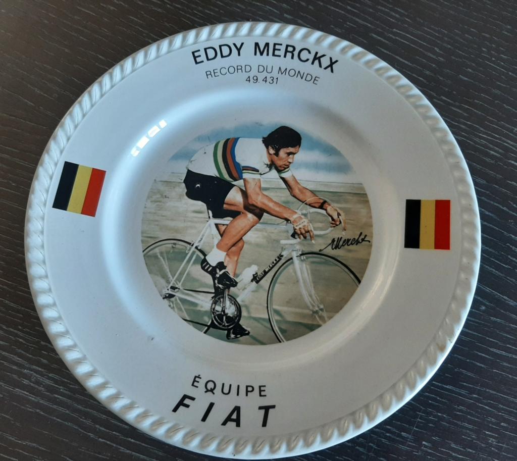 Keramisch bord Eddy Merckx werelduurrecord 1972, Ophalen of Verzenden