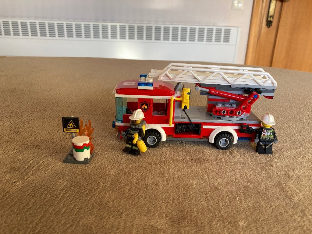 Lego brandweer ladderwagen, 5-12 j (compleet + doos + boekje, Inclusief instructies, City, Lego, Ophalen of Verzenden