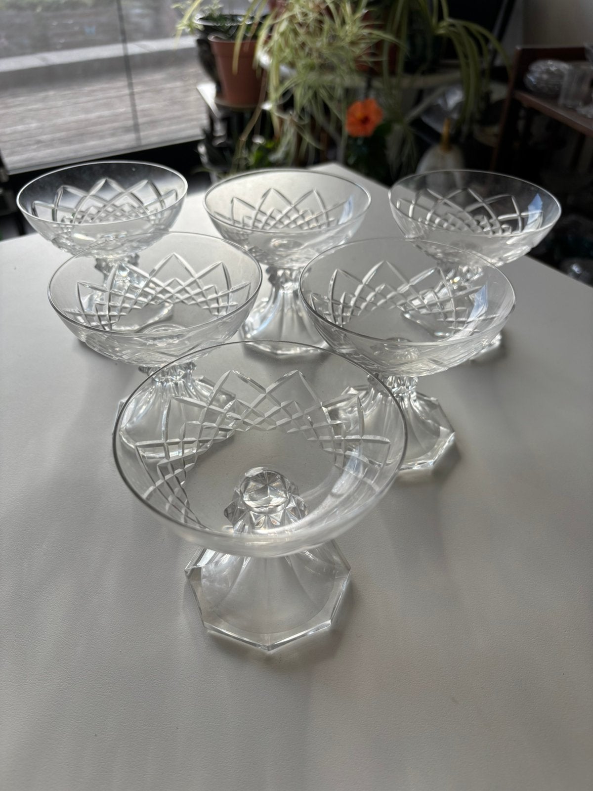 6 kristallen champagne glazen Val Saint Lambert., Antiek en Kunst, Ophalen