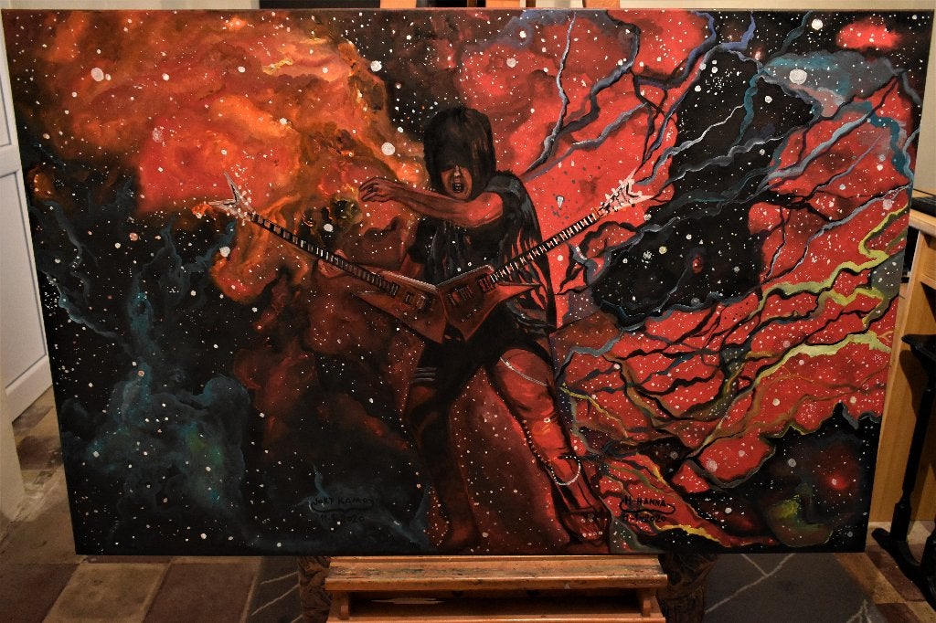 Guitarist Painting, Michael Angelo Batio, Painting By Joky, Antiquités & Art, Art | Peinture | Classique, Enlèvement
