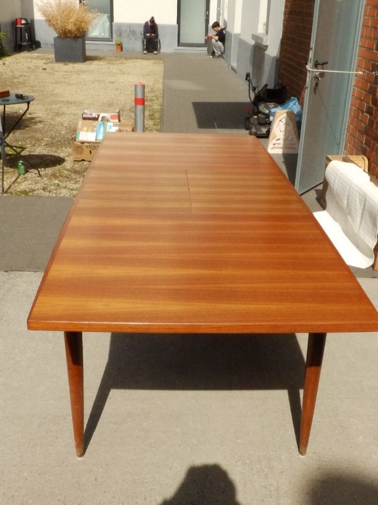 Table Vintage en teck avec allonge 220 cm année 70, Enlèvement
