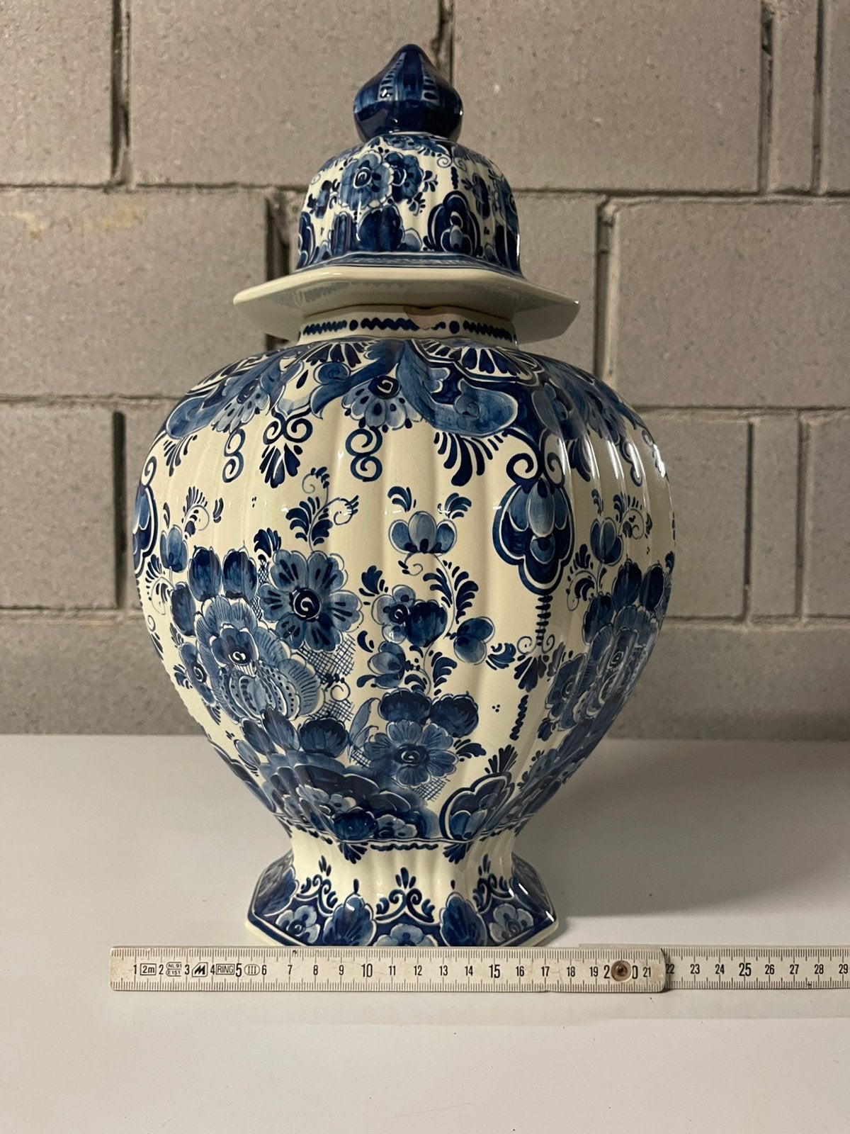 Grote vaas Delfts Blauw, met deksel, Antiek en Kunst, Ophalen