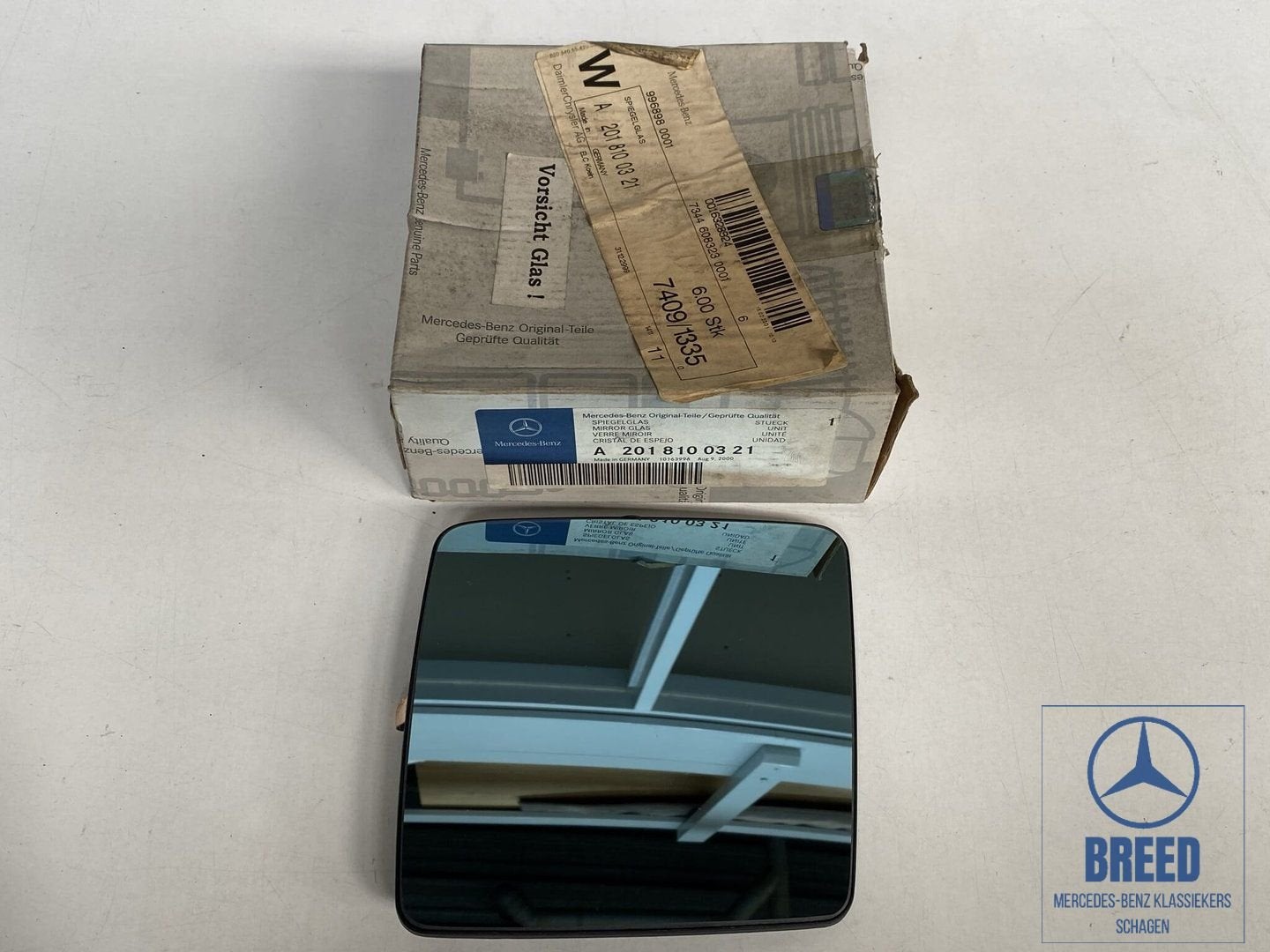 NOS buitenspiegelglas links voor Mercedes-Benz W201, -, Nieuw, Ophalen of Verzenden, -