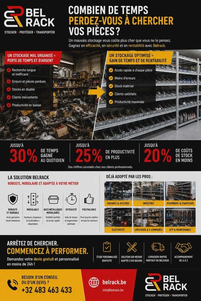 étagères métalliques modulaires bacs intégrés et séparateurs, Enlèvement ou Envoi, Belrack, Info@belrack.com, Belgique