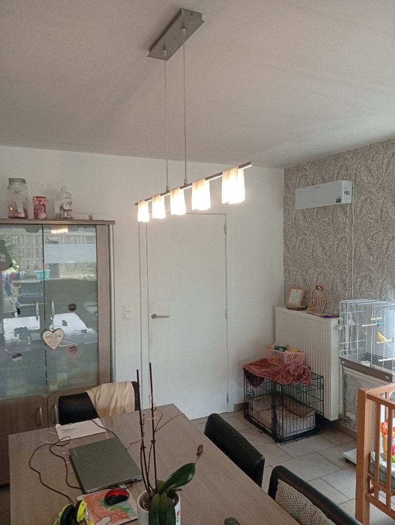 Luster met 5 kapjes leds, Ophalen, Gebruikt, Glas