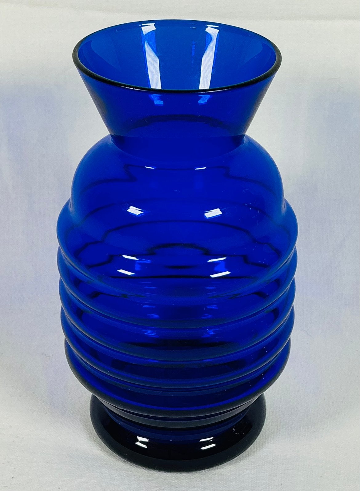 Vase en verre bleu cobalt au design Art Déco ancien DOYEN, Enlèvement ou Envoi
