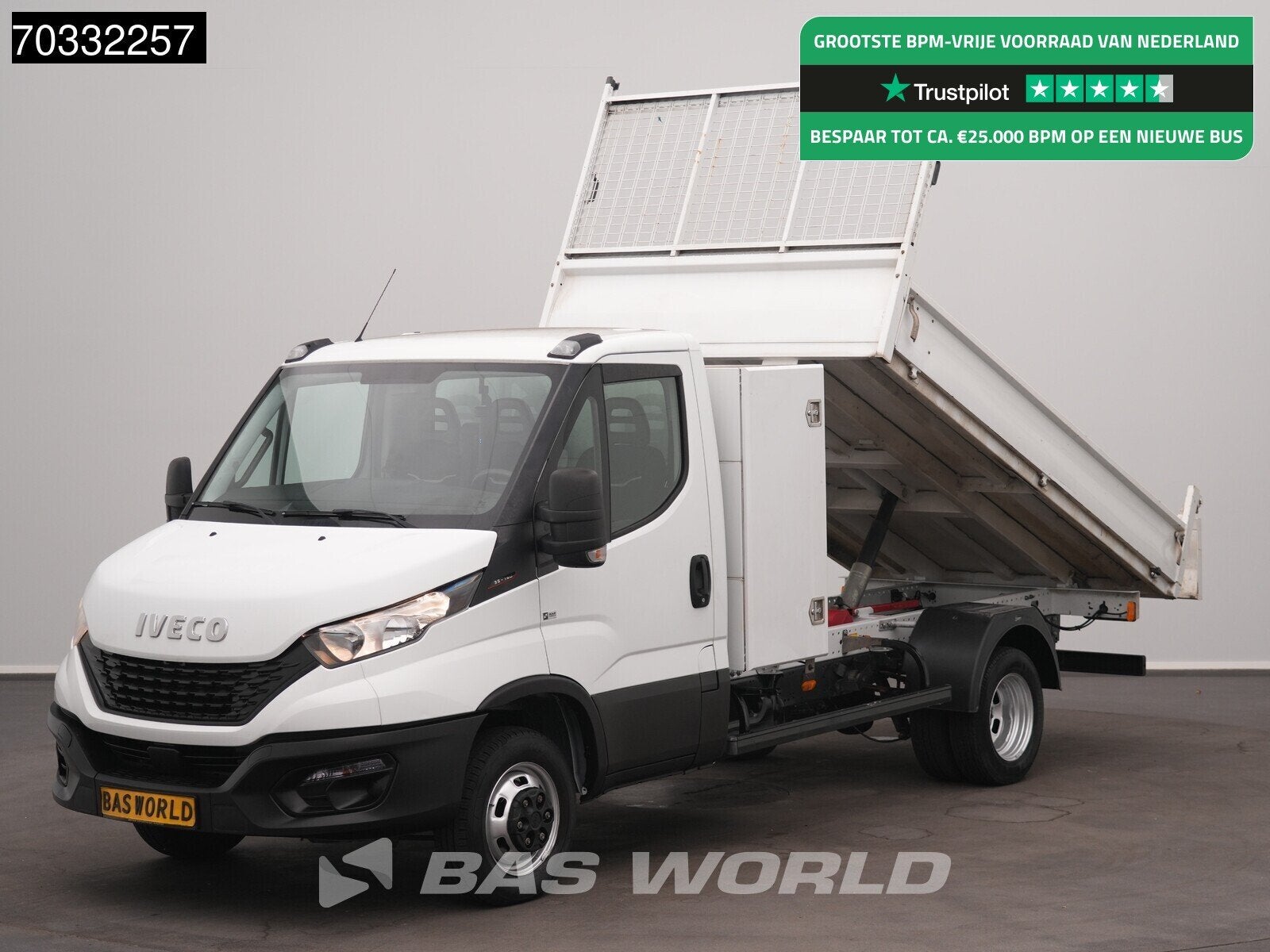 Iveco Daily 35C16 3.0L 160PK Kipper met Kist Navi Camera 3.5, Stof, Gebruikt, Euro 6, Iveco