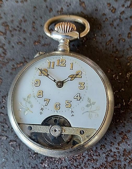 Zakhorloge , zilver 8-daags uurwerk, Overige merken, Zakhorloge, 1900 tot 1930, Ophalen of Verzenden