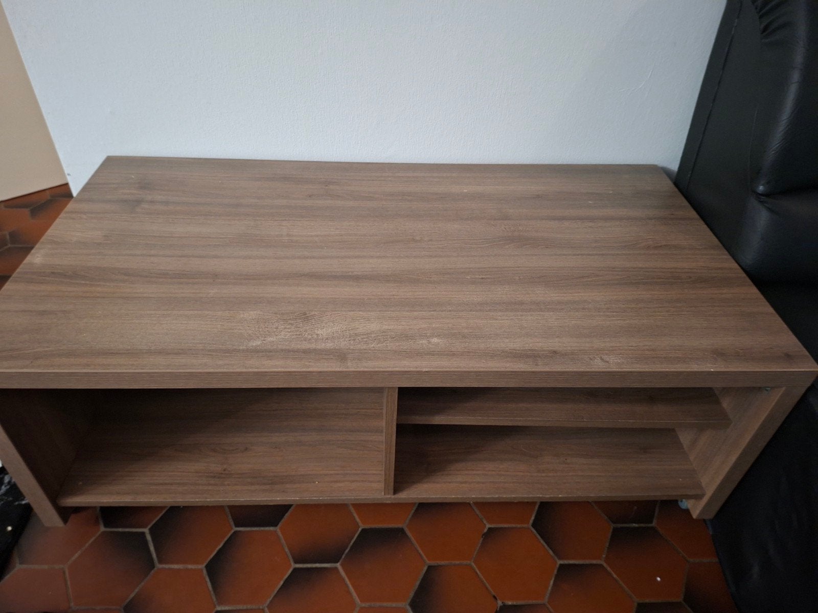 Moderne salontafel met houtlook op wielen (In zeer goede sta, Ophalen, 50 tot 100 cm, 100 tot 150 cm, ​Modern