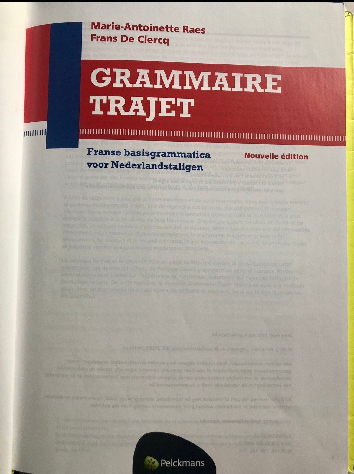 Grammaire Trajet - Franse basis grammatica, Enlèvement ou Envoi, Neuf, Secondaire, Français