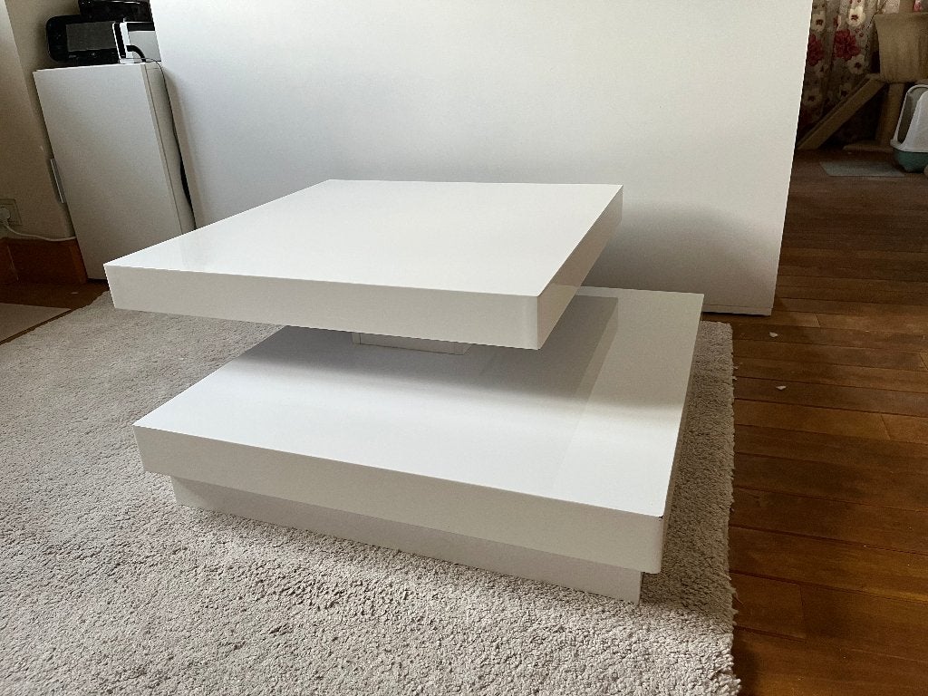 Table de salon carrée plateau pivotant 75cm, Maison & Meubles, 50 à 100 cm, Carré, Contemporain, Enlèvement