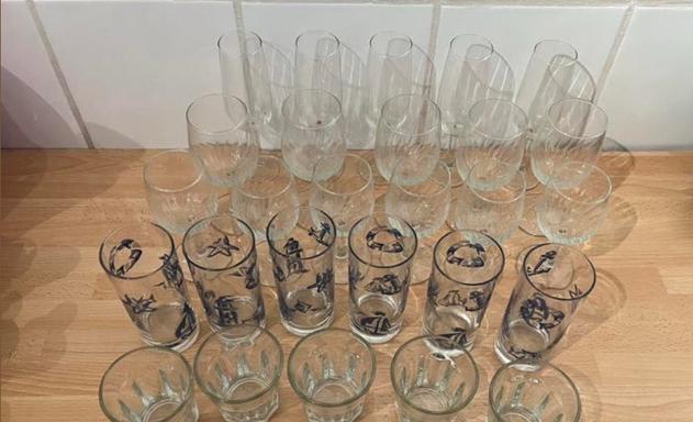 Pakket glazen (wijn, champagne en water/soft drank glazen), Verzamelen, Glas en Drinkglazen, Ophalen, Zo goed als nieuw, Overige typen