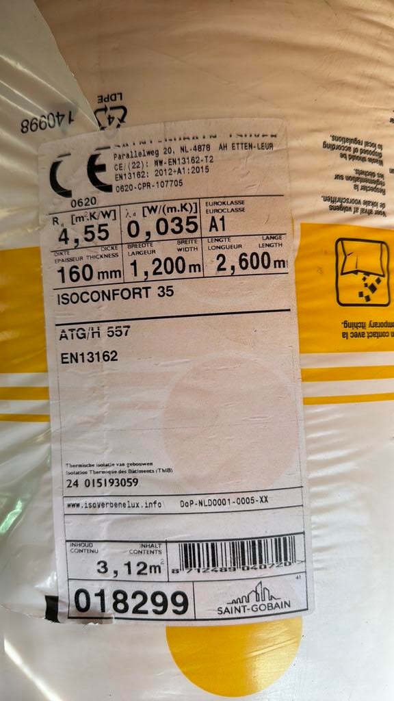 isoconfort 035 & ursa hometec 35, 12 cm of meer, Zo goed als nieuw, 15 m² of meer, Glaswol