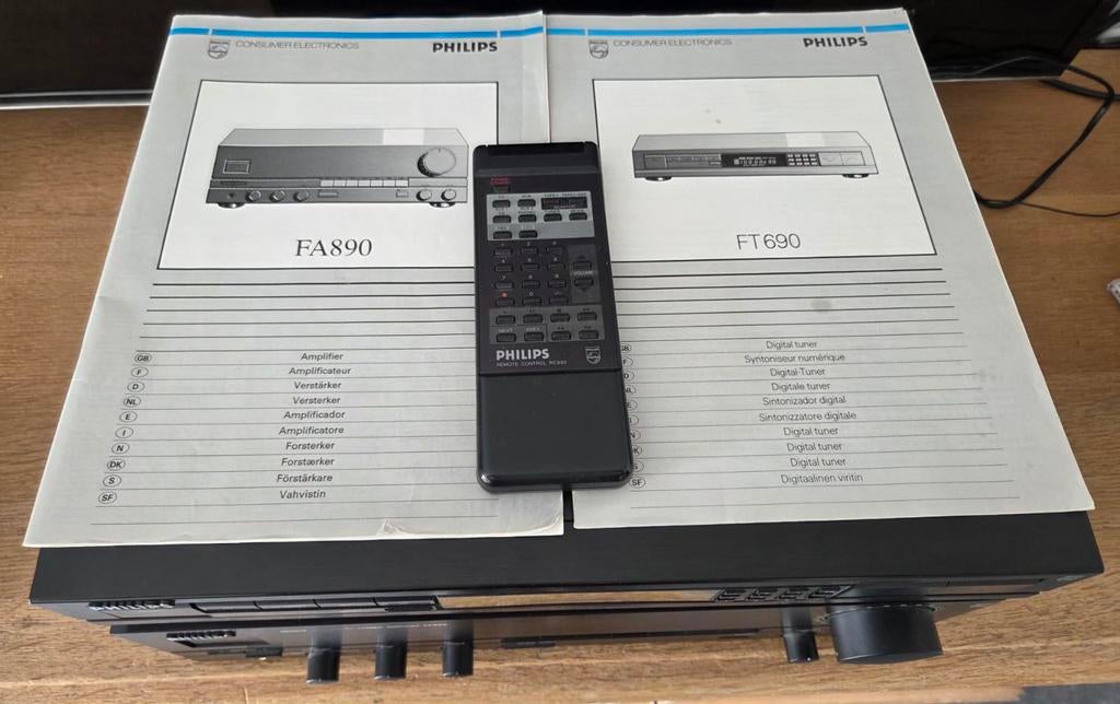 Philips eindversterker 2x115 W/4 Ohms+digitale tuner FT690, Ophalen, Philips