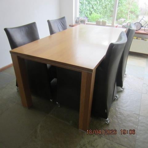 TE KOOP 4 X LEREN STOELEN VAN BERT PLANTAGIE ZIE FOTO S, Huis en Inrichting, Stoelen, Ophalen, Gebruikt, Bruin, Leer