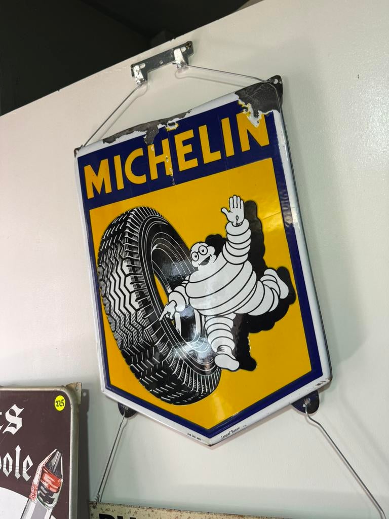 MICHELIN banden emaille reclamebord, Verzamelen, Ophalen of Verzenden, Gebruikt, Reclamebord