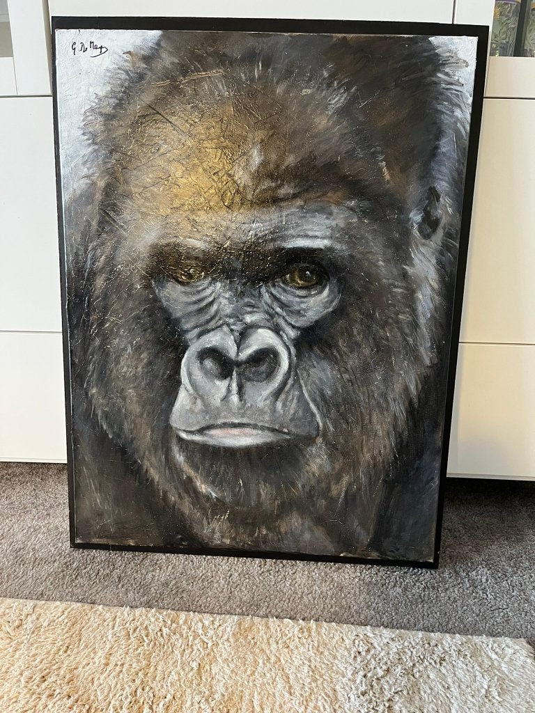 Schilderij Gorilla - Geert De Meyer – Zandhoven, Antiek en Kunst, Kunst | Schilderijen | Klassiek, Ophalen of Verzenden