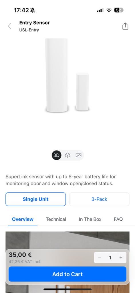Unifi entry sensor (nieuw), Huis en Inrichting, Deurbellen, Ophalen of Verzenden, Nieuw
