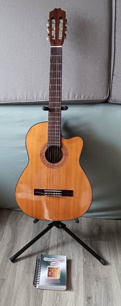 Gitaar Motion nylonsnaren + staander + akkoordenboek, Muziek en Instrumenten, Ophalen, Gebruikt