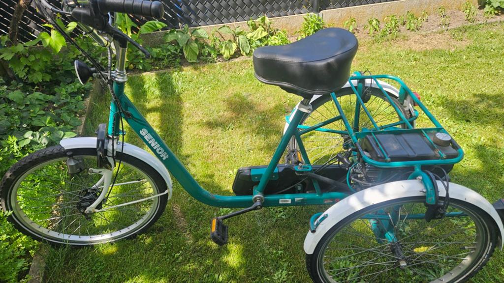 Met hulp motor driewieler volwassenen fiets, Ophalen