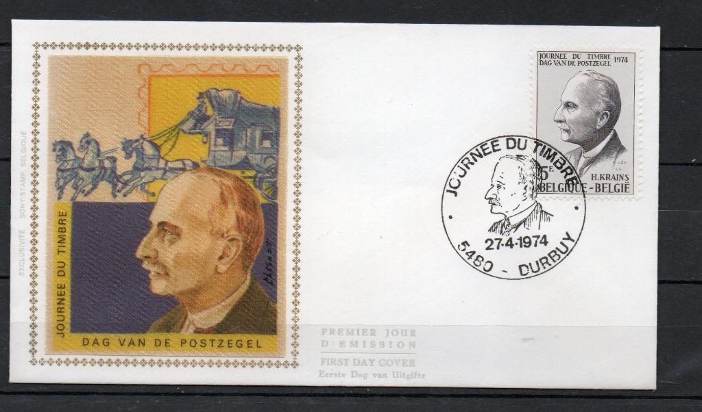 Année 1974 : FDC 1713 Soie - Journée du timbre, Timbres & Monnaies, Timbres | Europe | Belgique, Enlèvement
