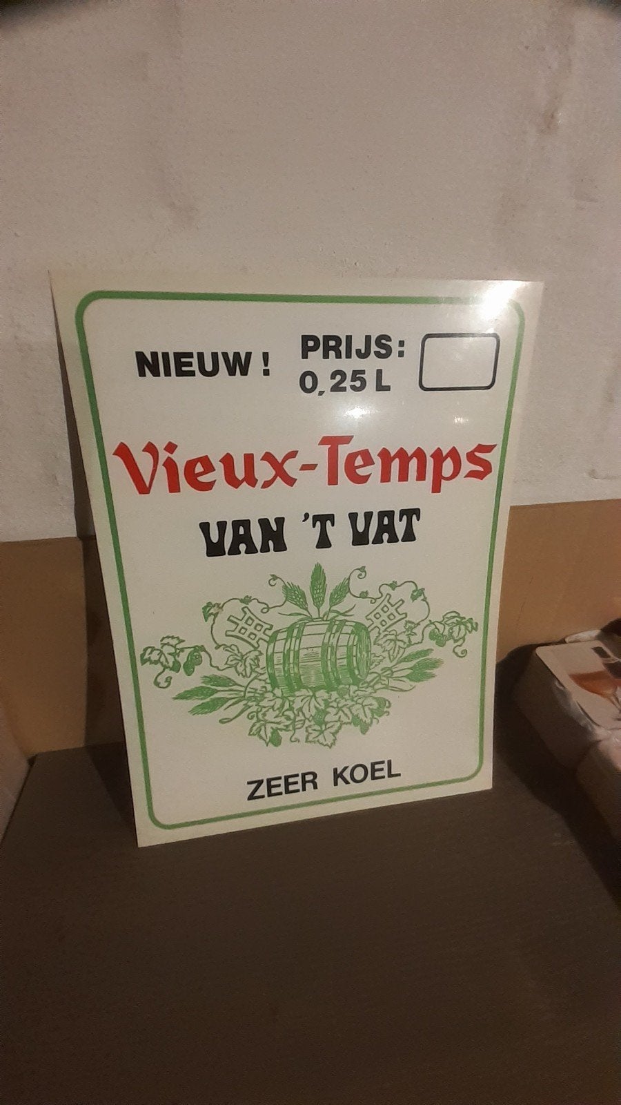 kunstof bier reclame van vieux - temps in goede staat, Verzamelen, Ophalen of Verzenden