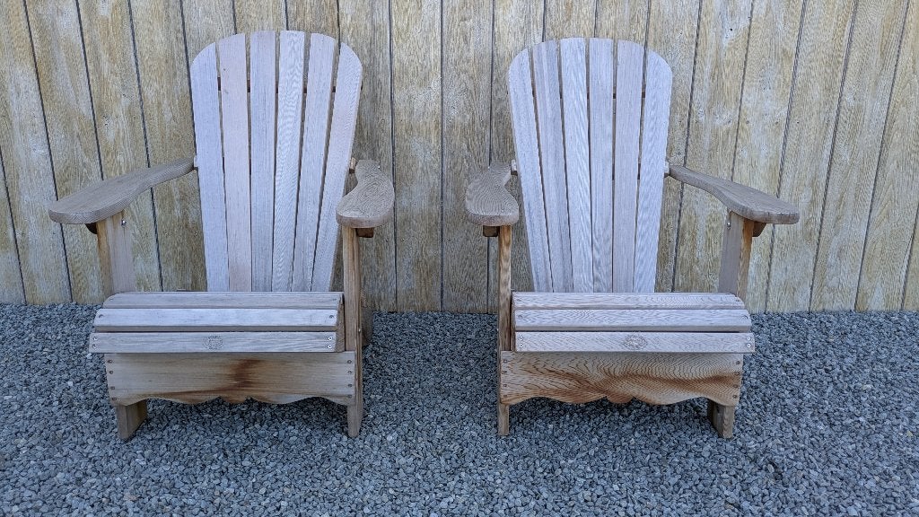 Canadian Adirondack Chair - 2 stuks, Tuin en Terras, Tuinstoelen, Gebruikt, Hout, Inklapbaar, Ophalen