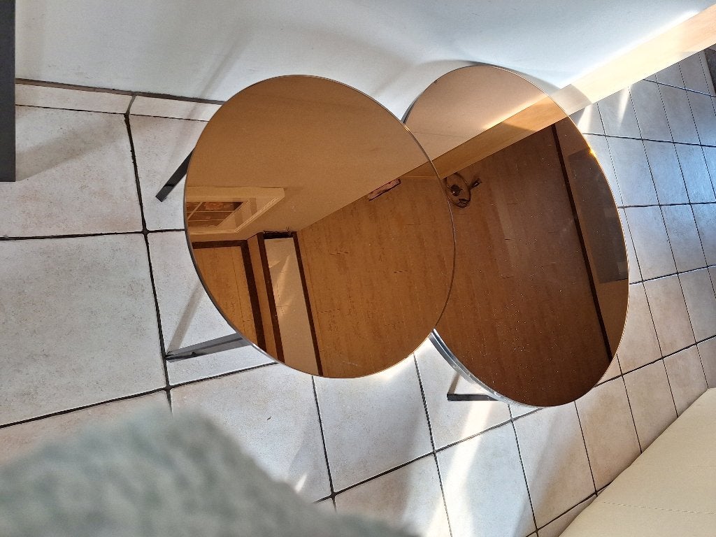 2 tables d'appoint rondes, Rond, Verre, Enlèvement, 75 cm ou plus