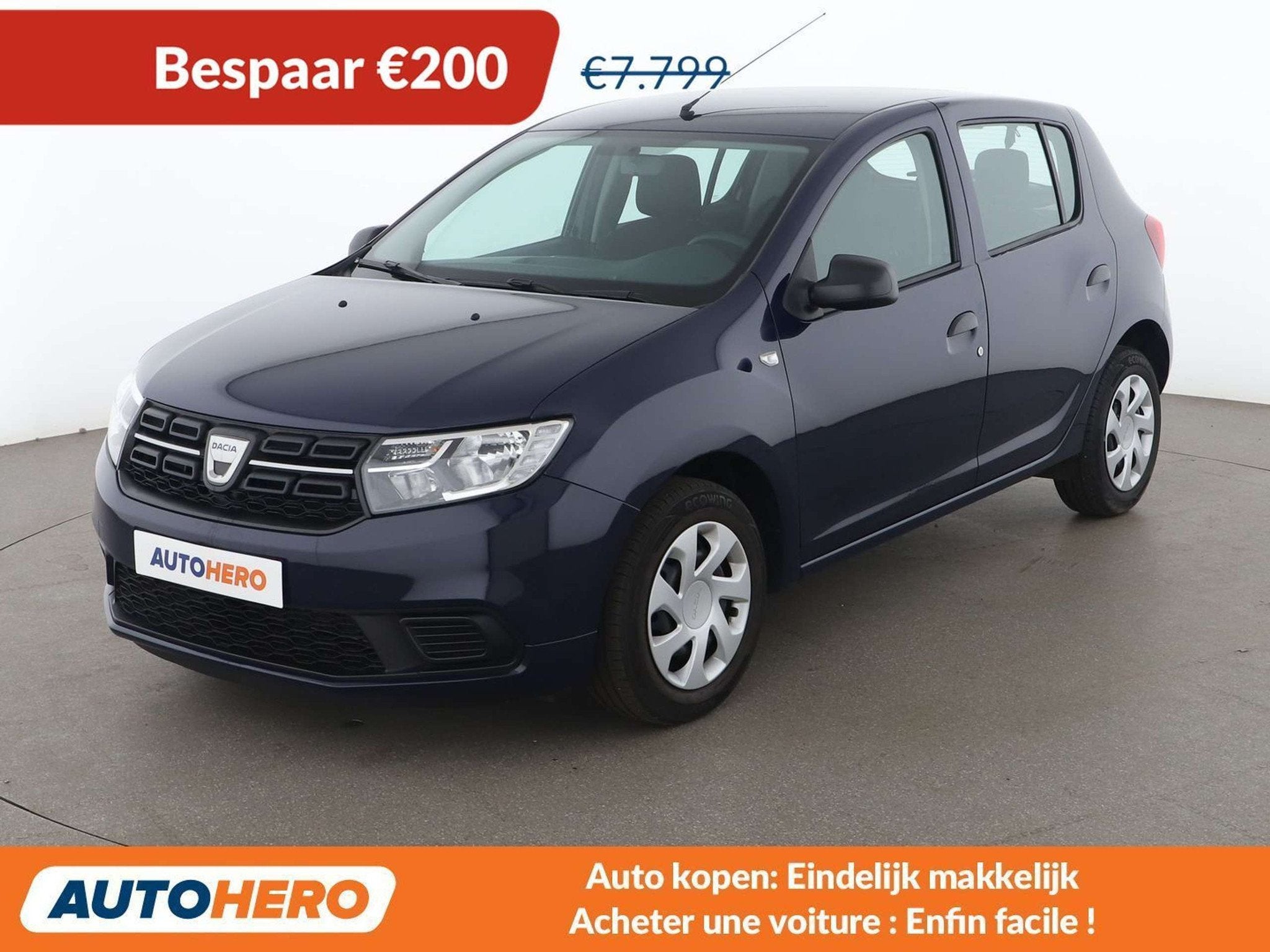 Dacia Sandero 1.0 SCe Essential (bj 2018), Auto's, Voorwielaandrijving, Stof, Gebruikt, Blauw