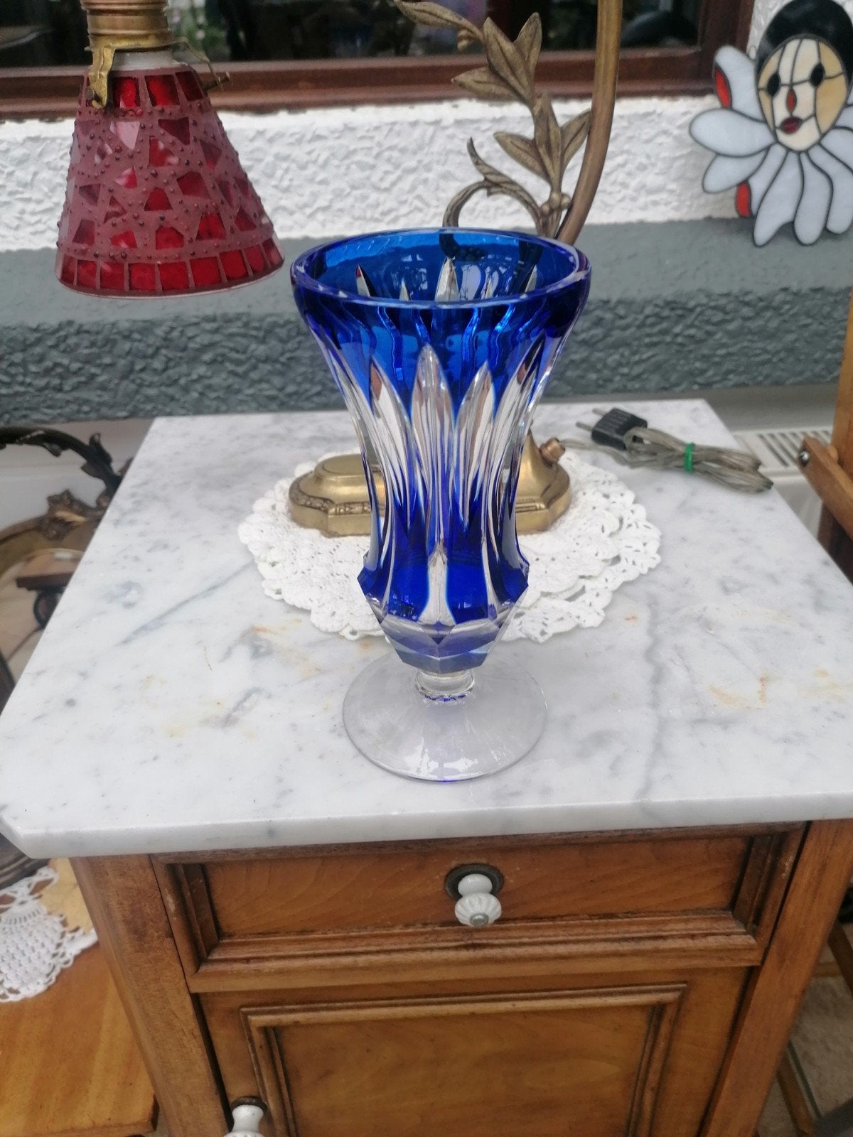Vase en cristal taillé de Val St Lambert, Antiquités & Art, Enlèvement ou Envoi