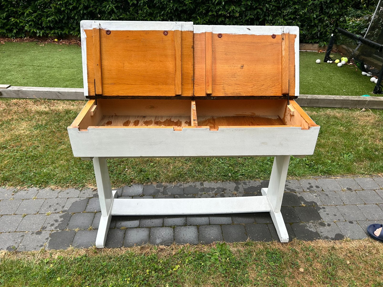 Oude schoolbank, Huis en Inrichting, Bureaus, Ophalen, Gebruikt, Hout, Kinderbureau