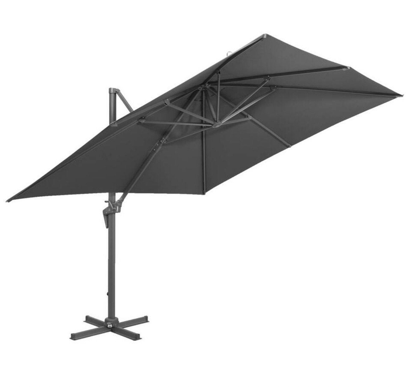 Zweefparasol met voet en gewichten antraciet grijs, Tuin en Terras, Ophalen, Zo goed als nieuw, Zweefparasol