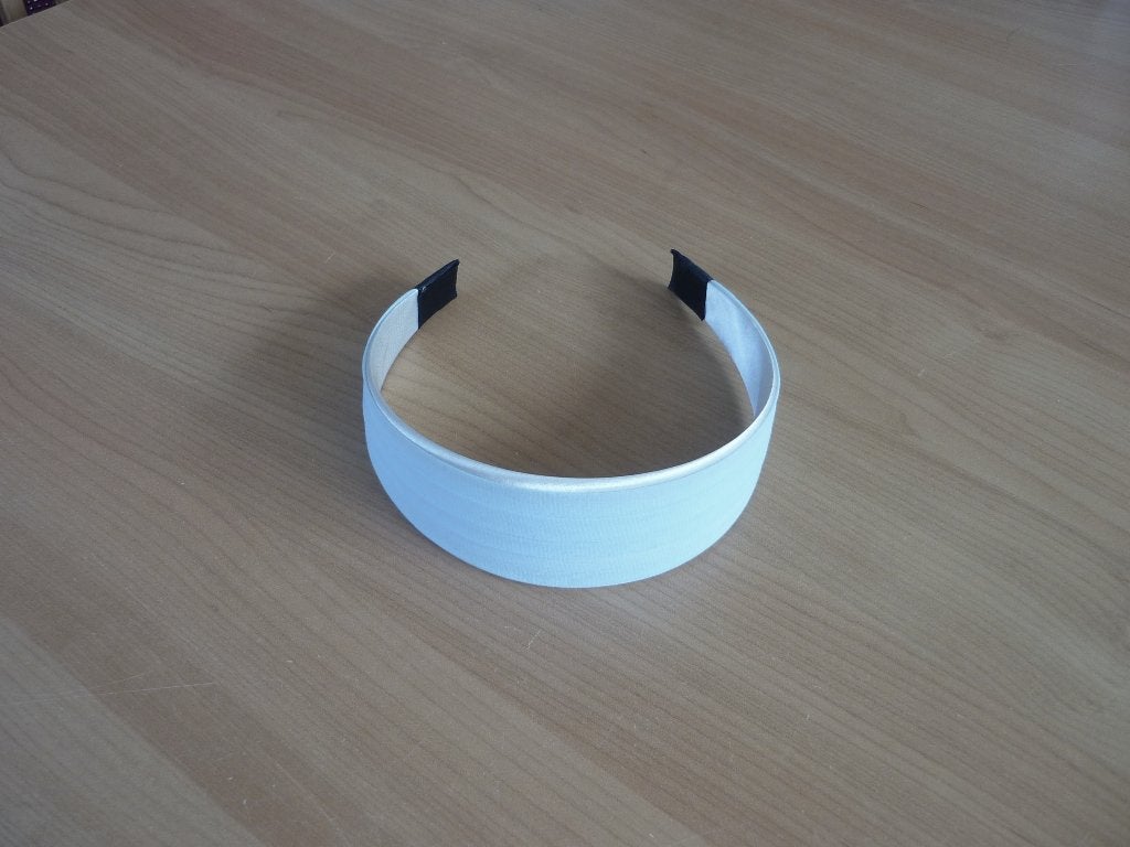 Lichtblauwe voile zilverkleurige satijnen diademe haarband, Ophalen of Verzenden